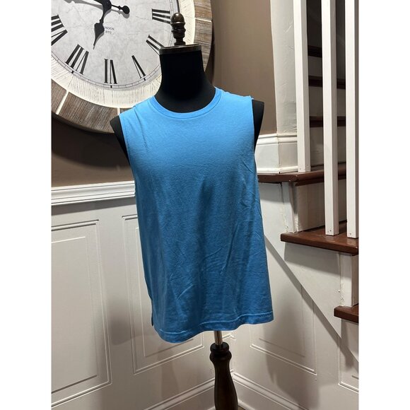 Alo Mens Blue Sleeveless Tank Top Size M Cotton Blend - Picture 1 of 4